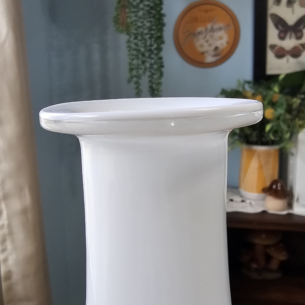 RARE Vintage 60's White Cased Empoli Italian Glass Genie Decanter Floor Vase - Picture 3 of 4